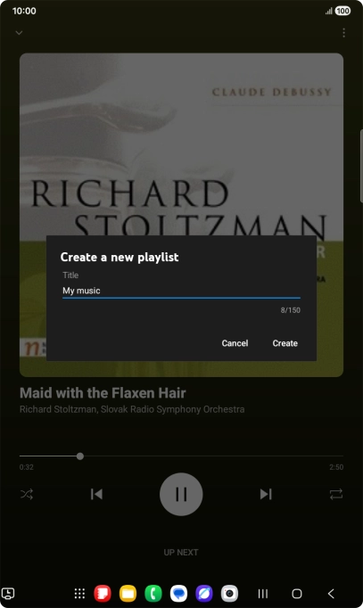 Key in a name for the playlist and press Create. Key in a name for the playlist and press Create.