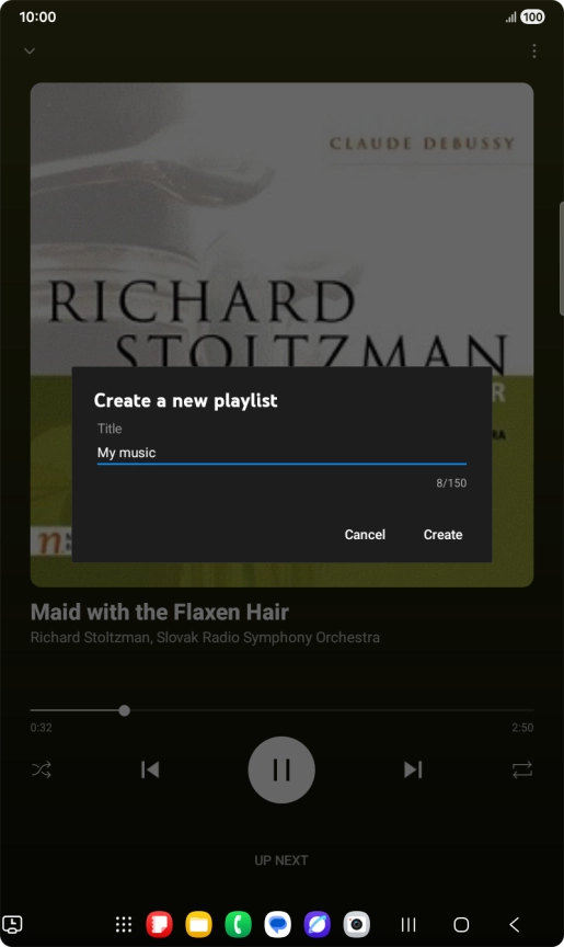 Key in a name for the playlist and press Create. Key in a name for the playlist and press Create.