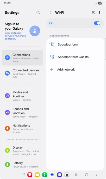 Press the required Wi-Fi network.