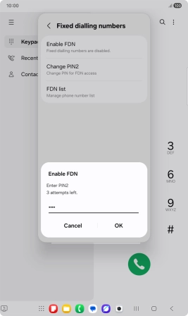 Key in your PIN2 and press OK. The default PIN2 is 1111.