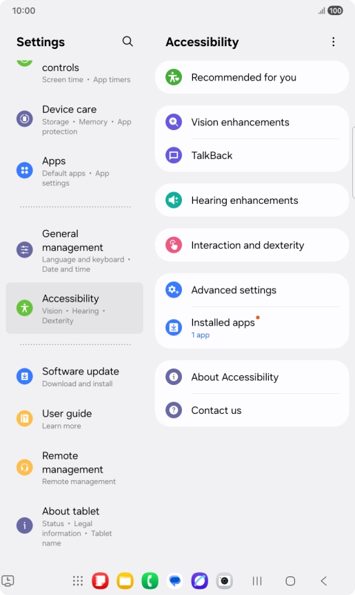 Press Vision enhancements and follow the instructions on the screen to select the required settings.