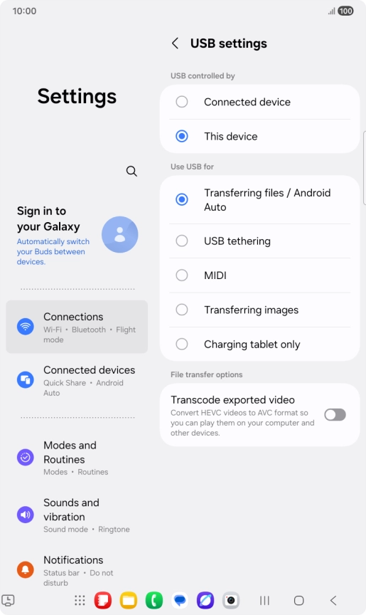 Press Transferring files / Android Auto. Press Transferring files / Android Auto.