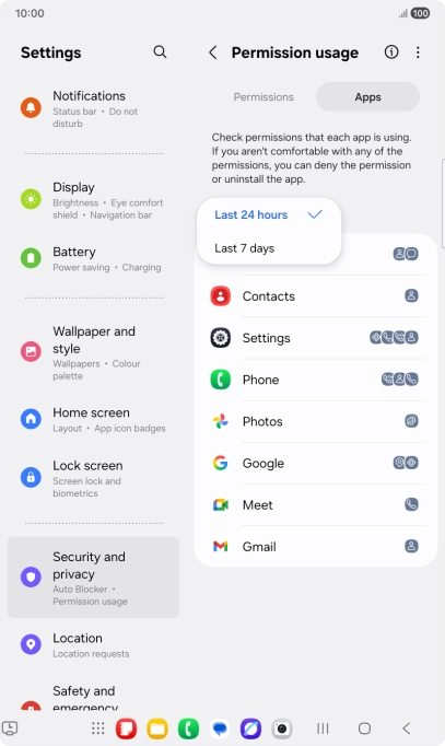 Press the required setting. Press the required setting.