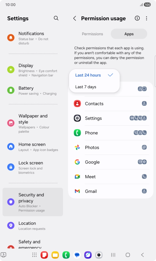 Press the required setting. Press the required setting.