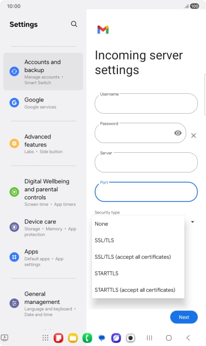 Press SSL/TLS. Press SSL/TLS.