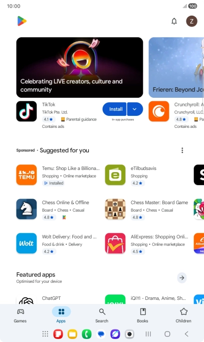 Press the profile icon.