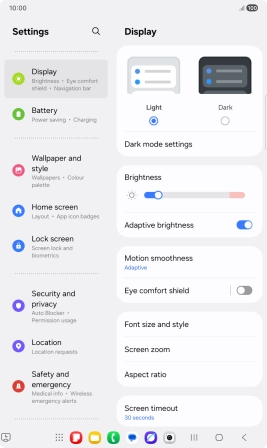 Press Screen timeout.