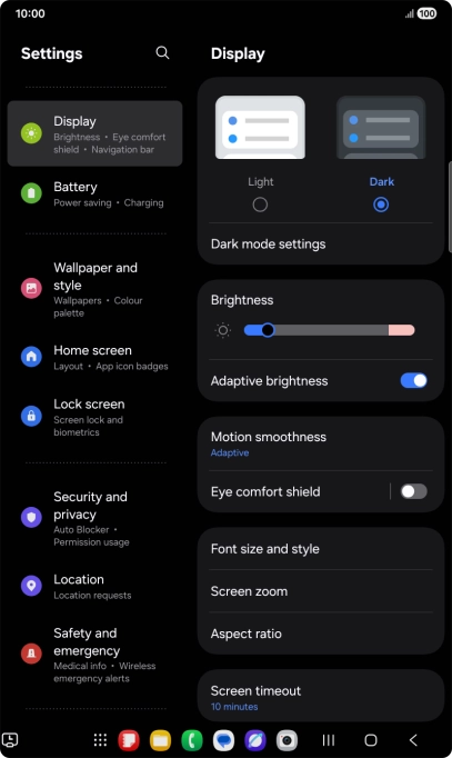 Press Dark mode settings. Press Dark mode settings.