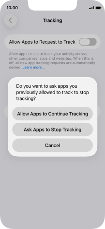 If you turn off the function, press the required setting.