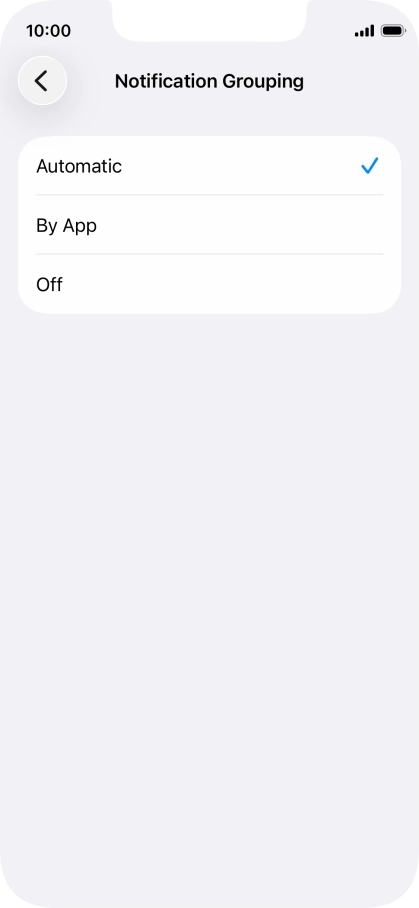 Press the required setting.