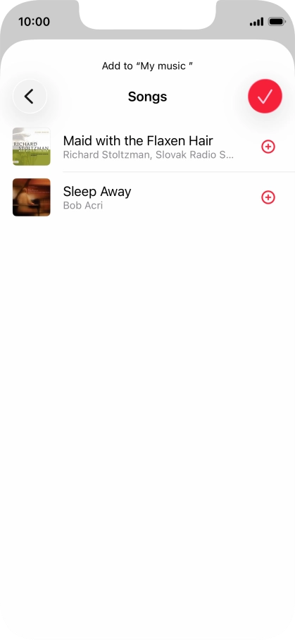 Go to the required category and press the add icon next to the required audio file.