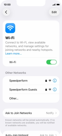 Press the required Wi-Fi network and key in the password for the Wi-Fi network.