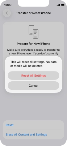 Press Reset All Settings.