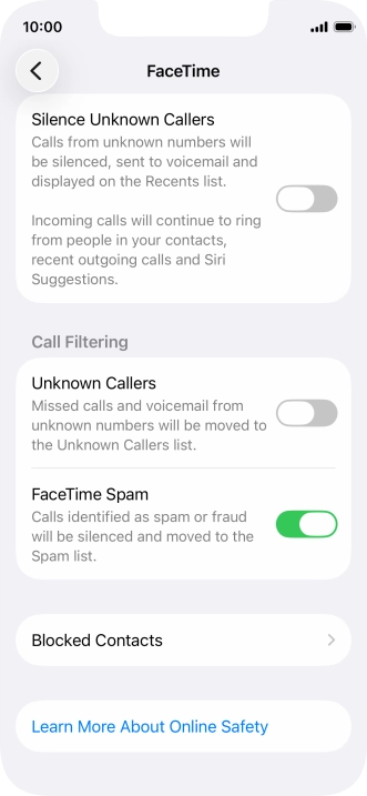Press Blocked Contacts.
