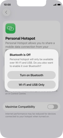 If Wi-Fi is turned on, press Wi-Fi and USB Only.