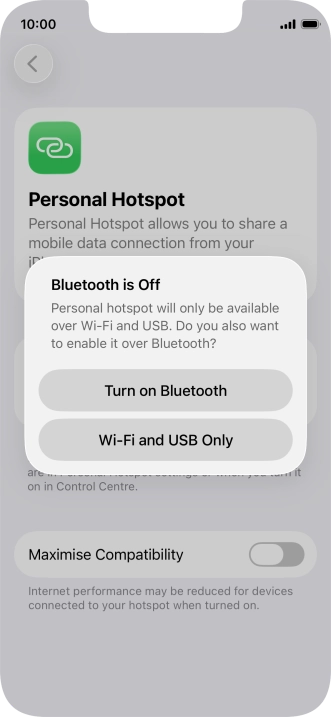 If Wi-Fi is turned on, press Wi-Fi and USB Only.