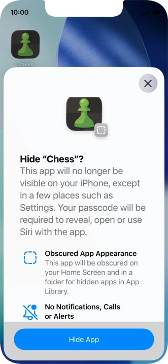 Press Hide App.