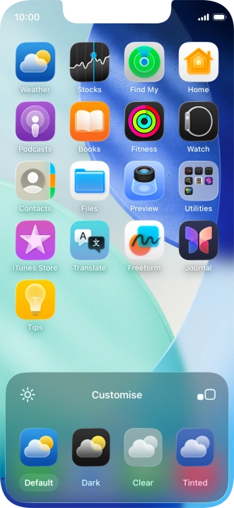 Press the required setting to select the size of app icons on the home screen.
