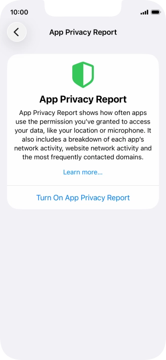 Press Turn On App Privacy Report to turn on the function.