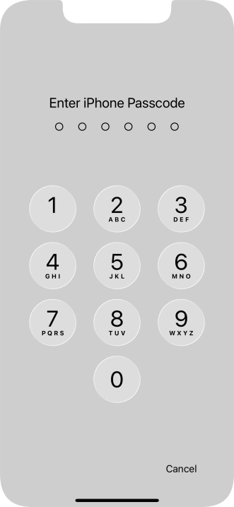 Use the phone lock code you created.