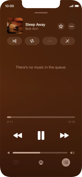 Press the shuffle icon to turn the function on or off.