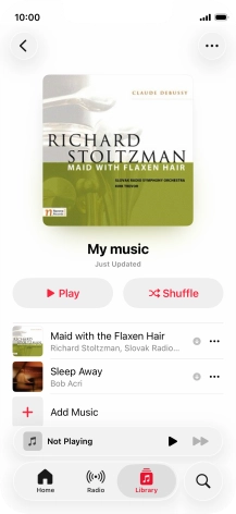 Go to the required category or playlist and press the required audio file.