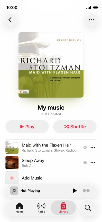 Go to the required category or playlist and press the required audio file.