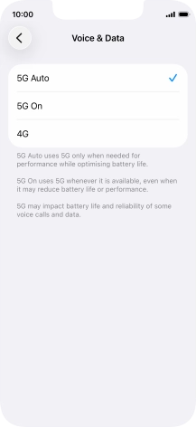To turn on automatic switch between 5G and 4G, press 5G Auto.