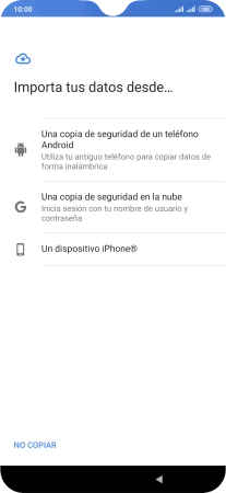 Pulsa la opción deseada y sigue las indicaciones de la pantalla para transferir contenido desde el otro teléfono y finalizar la activación de tu teléfono. Pulsa la opción deseada y sigue las indicaciones de la pantalla para transferir contenido desde el otro teléfono y finalizar la activación de tu teléfono.