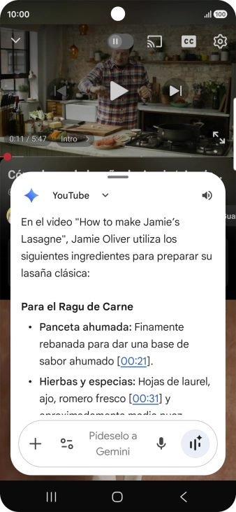 La respuesta de Gemini a tu pregunta se visualiza ahora en la pantalla.