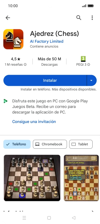 Pulsa Instalar y sigue las indicaciones de la pantalla para instalar la app. Pulsa Instalar y sigue las indicaciones de la pantalla para instalar la app.