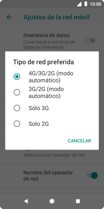 Pulsa el tipo de red deseado. Pulsa el tipo de red deseado.