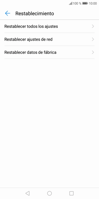 Pulsa Restablecer datos de fábrica.