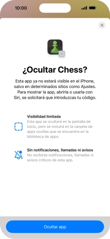 Pulsa Ocultar app. Pulsa Ocultar app.