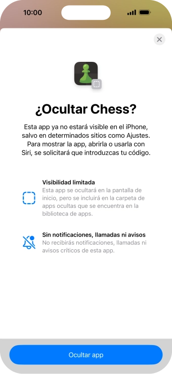 Pulsa Ocultar app. Pulsa Ocultar app.