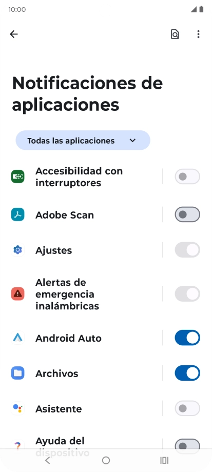 Pulsa el indicador junto a las apps deseadas para activar o desactivar la función. Pulsa el indicador junto a las apps deseadas para activar o desactivar la función.