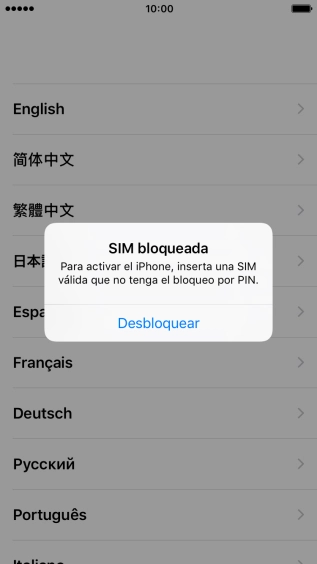 Si la tarjeta SIM no está desbloqueada, pulsa Desbloquear. Si la tarjeta SIM no está desbloqueada, pulsa Desbloquear.