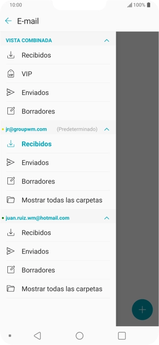 Pulsa Recibidos bajo la cuenta de correo electrónico deseada. Pulsa Recibidos bajo la cuenta de correo electrónico deseada.
