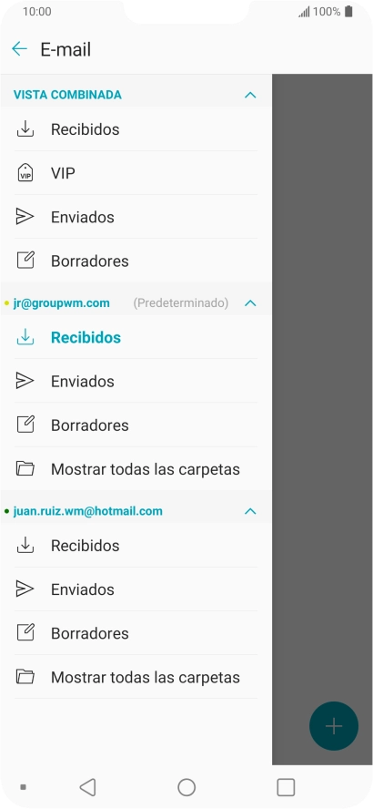 Pulsa Recibidos bajo la cuenta de correo electrónico deseada. Pulsa Recibidos bajo la cuenta de correo electrónico deseada.