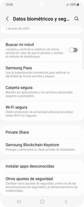 Pulsa Otros ajustes de seguridad. Pulsa Otros ajustes de seguridad.