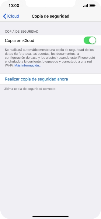 Pulsa Realizar copia de seguridad ahora y espera mientras se hace una copia de seguridad del contenido de la memoria del teléfono. Pulsa Realizar copia de seguridad ahora y espera mientras se hace una copia de seguridad del contenido de la memoria del teléfono.
