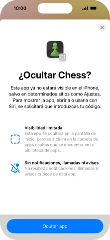 Pulsa Ocultar app. Pulsa Ocultar app.