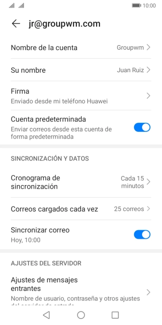 Pulsa Nombre de la cuenta. Pulsa Nombre de la cuenta.