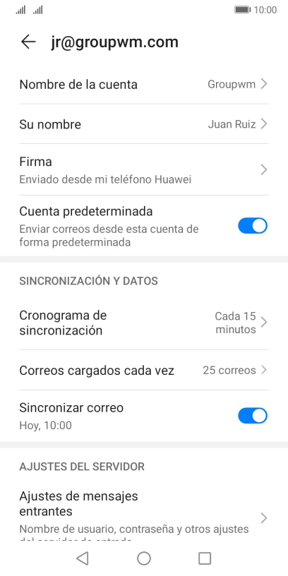 Pulsa Nombre de la cuenta. Pulsa Nombre de la cuenta.