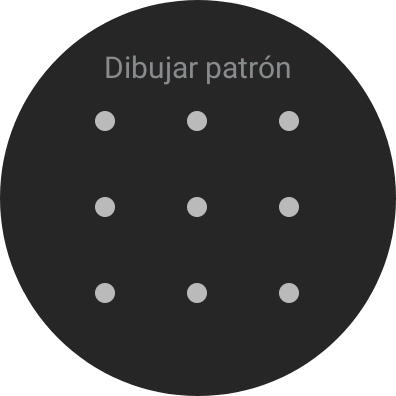 Arrastra el dedo sobre la pantalla para unir por lo menos cuatro puntos y sigue las indicaciones de la pantalla para crear un patrón como código de seguridad. Arrastra el dedo sobre la pantalla para unir por lo menos cuatro puntos y sigue las indicaciones de la pantalla para crear un patrón como código de seguridad.