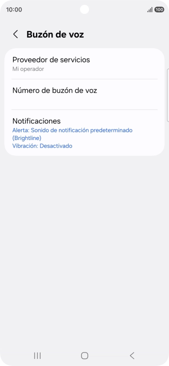 Pulsa Número de buzón de voz. Pulsa Número de buzón de voz.