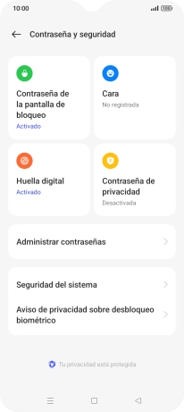 Pulsa Contraseña de la pantalla de bloqueo e introduce el código de seguridad extra que has creado anteriormente.