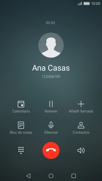 Pulsa el icono de finalizar llamada.