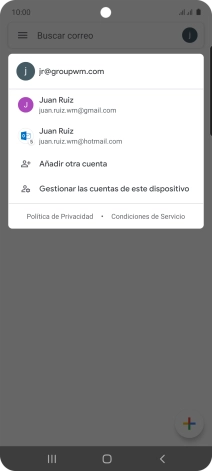 Pulsa la cuenta de correo electrónico deseada. Pulsa la cuenta de correo electrónico deseada.