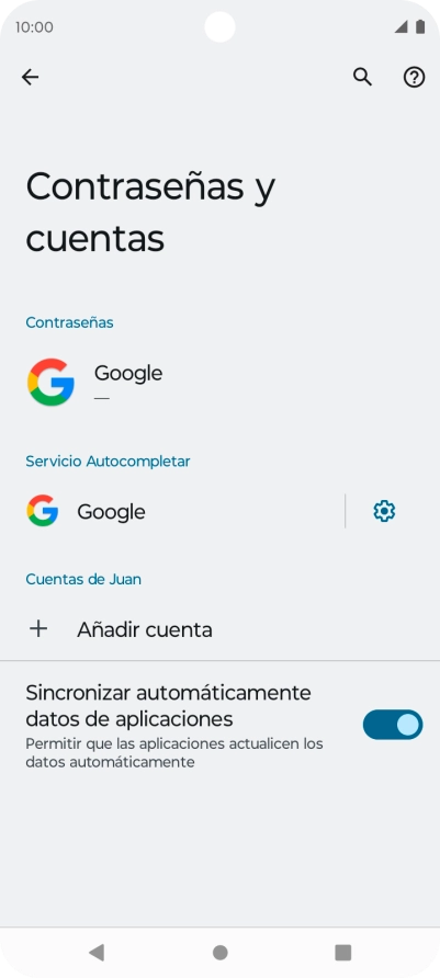 Pulsa Añadir cuenta. Pulsa Añadir cuenta.